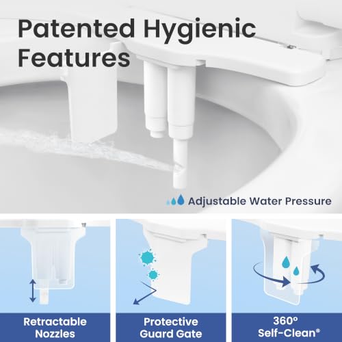 LUXE Bidet NEO 320 PLUS - Warm Water Bidet Attachment for Toilet, Rose Gold | Non-Electric, Warm Water, Dual Nozzle, Slide-In Install, 360° Self-Clean, EZ-Lift to Clean, Feminine & Rear Wash - color: Rose Gold