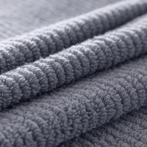 BOLL & BRANCH Turkish Ribbed Washcloth Set, Mineral | Set of 2 - 100% Organic Turkish Cotton - Soft Absorbent Luxury Spa Washcloths, Ribbed Texture - Quick Dry Bathroom Essentials - color: Mineral, style: Turkish Ribbed