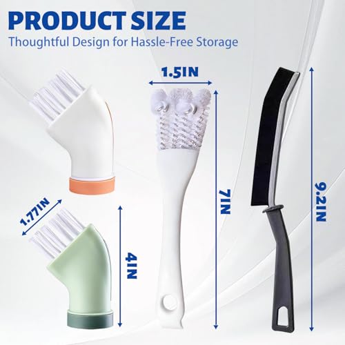 Crevice Cleaning Brush Set，Grill Brush，Hard Bristle Crevice Cleaner Connected to Mineral Water Bottle，for use in: Kitchen, Bathroom Sinks and Corners, Crevices, Window Tracks, and Tight Spaces.4pcs