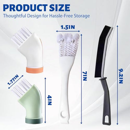 Crevice Cleaning Brush Set，Grill Brush，Hard Bristle Crevice Cleaner Connected to Mineral Water Bottle，for use in: Kitchen, Bathroom Sinks and Corners, Crevices, Window Tracks, and Tight Spaces.4pcs