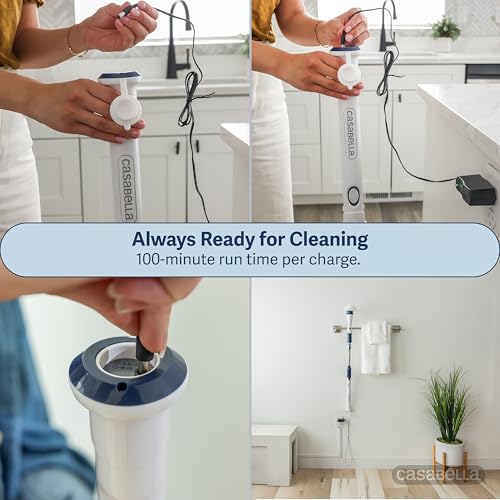 Casabella Power Spin Scrubber, Extendable to 47.5” – Cordless Electric Cleaner for Shower, Kitchen, Bathroom, Tile, Tub, Car, Deck - Rechargeable Spin Brush with Adjustable Brush Head & 4 Attachments - style: Extendable