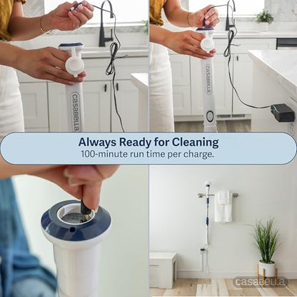 Casabella Power Spin Scrubber, Extendable to 47.5” – Cordless Electric Cleaner for Shower, Kitchen, Bathroom, Tile, Tub, Car, Deck - Rechargeable Spin Brush with Adjustable Brush Head & 4 Attachments - style: Extendable