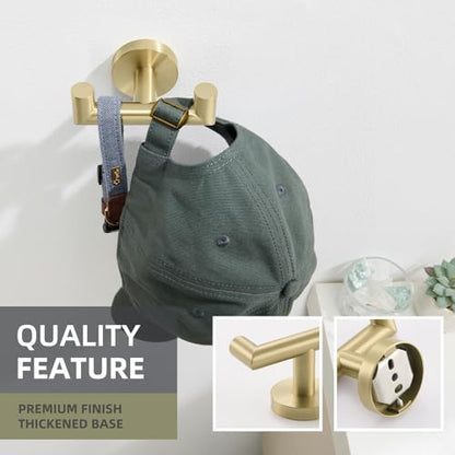 Angle Simple Bathroom Towel Hook, SUS304 Stainless Steel Robe Hook, Hand Towel Holder Wall Mount, Brushed Gold - color: Brushed Gold, size: 1 Pack