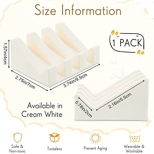 1 Piece Silicone Soap Dish Self Draining Soap Dish Shower Waterfall Bar Soap Holder Tray with Drain Soap Saver for Kitchen Bathroom Accessories (Cream White) - color: Cream White