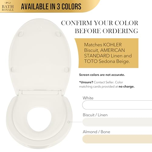 BATH ROYALE Potty Training Seat - Soft Close, Adult/Child, Kingsport BR721-01, Elongated Biscuit/Linen - color: Biscuit/Linen, size: Elongated