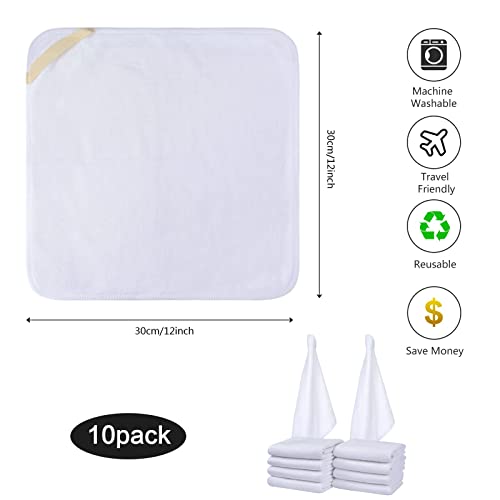Microfiber Facial Cloths Fast Drying Washcloth 12inch x 12inch White 10 pack - color: White, size: 1 Count (Pack of 10)