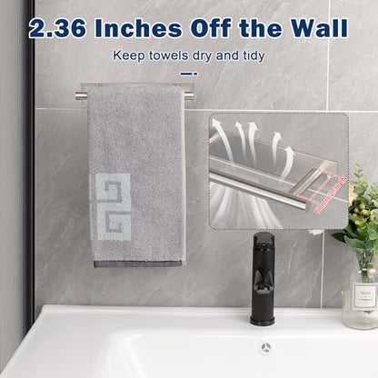 NearMoon Self Adhesive Hand Towel Holder/Towel Ring, Stainless Steel Hand Towel Bar Rustproof Stick on Wall-Towel Rack for Bathroom/Kitchen, Sticky and Wall Mounted (1, Brushed Nickel) - color: Brushed Nickel
