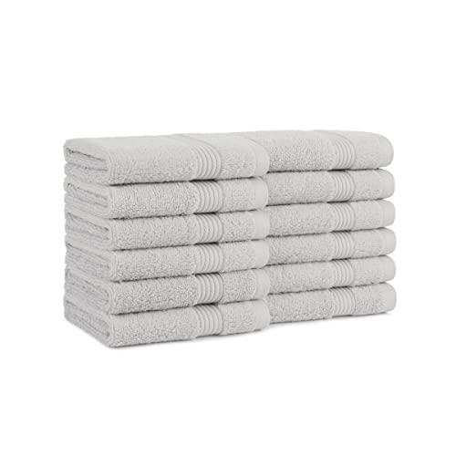 Arkwright Bath Washcloths 12 Pack - Super Soft 100% Cotton, 600 GSM Quick Dry & Absorbent, Luxury Face & Body Wash Cloth Towels for Hotels, Spa, and Vacation Rentals, Titanium Grey - color: Titanium Grey
