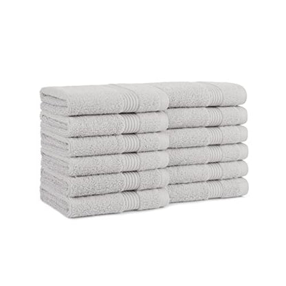 Arkwright Bath Washcloths 12 Pack - Super Soft 100% Cotton, 600 GSM Quick Dry & Absorbent, Luxury Face & Body Wash Cloth Towels for Hotels, Spa, and Vacation Rentals, Titanium Grey - color: Titanium Grey