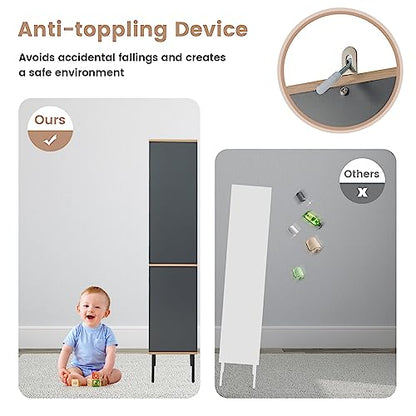 Tangkula Tall Bathroom Cabinet, Freestanding Storage Cabinet w/Doors Cabinet, Open Compartment & Drawer, Narrow Tower w/ 3-Position Adjustable Shelves, Anti-toppling Device & Metal Legs