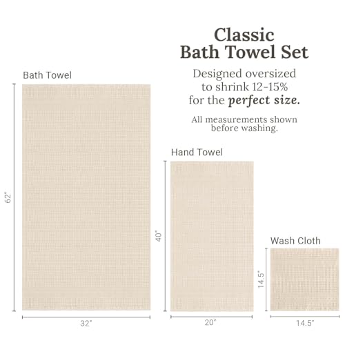 GILDEN TREE Waffle Towel Set Quick Dry Thin | 2 Bath Towels | 2 Hand Towels | 2 Washcloths, Classic Style (Cream) - color: Cream, size: Bath Towel Set
