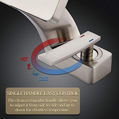 becola Bathroom Sink Waterfall Faucet,Solid Brass Single Handle Hot and Cold Water Mixer Tap, Lavatory Vanity Sink Faucet Including Two US Standard 3/8" Hoses(Brushed Nickel) - color: Brushed Nickel