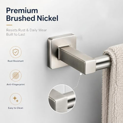 Bathroom Wall Mounted Towel Rack,24 Inch Brushed Nickel Towel Bar with Stainless Rack and Hand Towel Holder, Shower and Bath Towel Racks for Bathroom Wall(Total Length 26-Inch) - color: Brushed Nickel, size: 24In