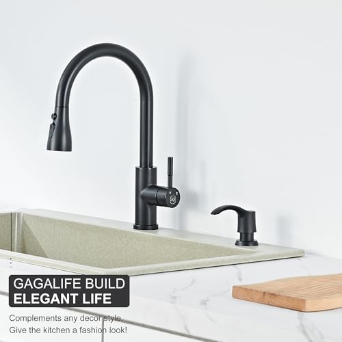 Kitchen Sink Soap Dispenser - Matte Black, G080B-G | Sink Soap Dispenser Pump with 40" Silicone Soap Dispenser Extension Soap Tube, Say Goodbye to Frequent Refills - color: Matte Black, size: with Hose