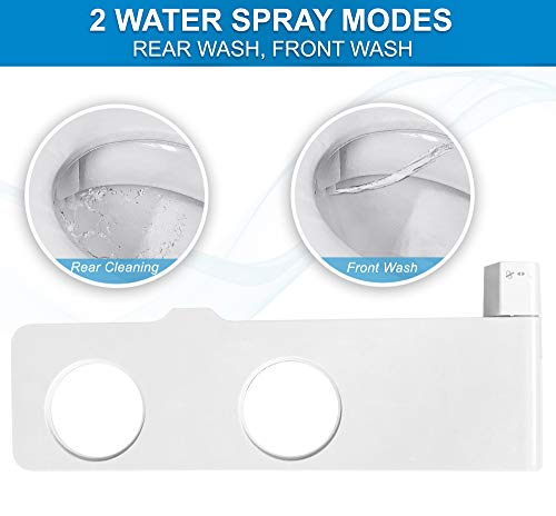 Slim Bidet Toilet Seat Attachment kit, W/Adjustable Pressure Control, Retractable Self Cleaning Nozzle, Accessories included Teflon tape & wrench