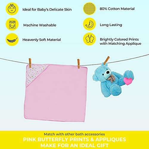 Spasilk Bath Hooded Towels & Washcloths Set for Babies, 2 Hooded Terry Bath Towels & 2 Washcloths, Pink Butterfly - color: Pink Butterfly