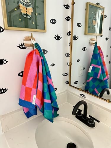 Double-Sided Microfiber Hand Towels, Waffle Kitchen Towels Set for Home Use | 2 Towels, 17x27 Inches, Durable & Soft, Fast Drying, Hand Wash Cloth and Dishcloth, Collins/Marine, Home Use 2-Pack Towel Set - color: Collins/Marine, size: Double sided Hand To
