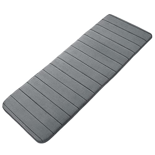 uxcell Memory Foam Bath Mat, Absorbent Runner Kitchen Rug, Soft and Comfortable Runner Floor Mat for Kitchen Bathroom Floors 16" x 47", Dark Grey - color: Dark Grey, size: 16 x 47 inches