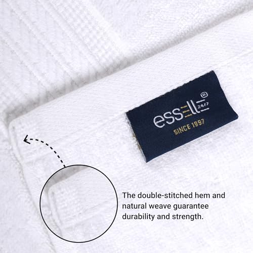 ESSELL 24/7 6 Piece White Bath Towel Set, 2 Bath Towels, 2 Hand Towels, 2 Washcloths, 100% Cotton, Durable, Quick Dry & Light Weight, Aurora Collection - color: White