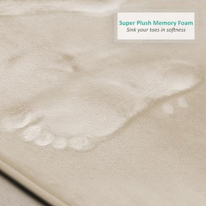 Clara Clark Bathroom Rugs, Velvet Memory Foam Bath Mat, Non-Slip Bath Rugs, Machine Wash, Dries Quickly, Ultra Soft Plush Bath Mats for Bathroom, - color: Linen