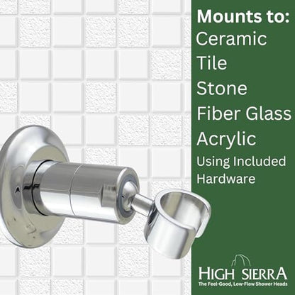 High Sierra® - Solid Metal Wall Mounted Holder for Handheld Shower Heads - Brushed Nickel Finish - color: Nickel