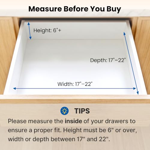4 Pack Deep Drawer Dividers, 6" High Bamboo Expandable Drawer Organizers, 17-22" Adjustable Tension Separators, Large Drawer Dividers for Kitchen, Bedroom Dresser, Baby Nursery & Bathroom - size: 6"H, 17-22"L Adjustable