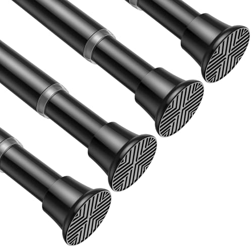 AIZESI 24-46 Inch Black Tension Rod, 4Pcs Spring Tension Curtain Rod, No Drilling, Adjustable for Window, Kitchen, Closet, Doorway - color: Black, size: 24“-46“-4P