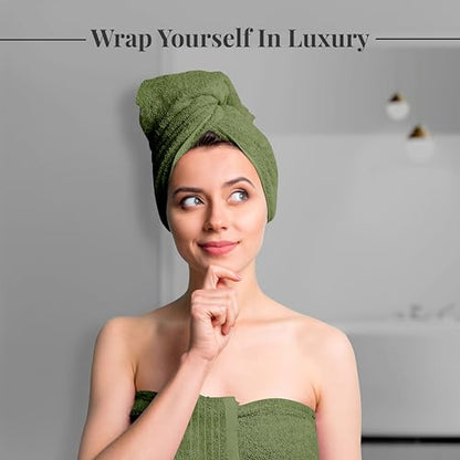 4 Piece Extra Large Bath Towels 30 x 60 Inches, Green | 100% Cotton, Larger & Lighter Weight, Quicker to Dry, Super Soft and Absorbent, Perfect for Bathroom - color: Green