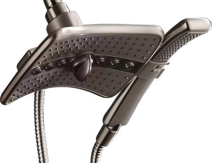 BRIGHT SHOWERS High Pressure Brushed Nickel Shower Heads Combo with Two Spray Setting Fixed Shower Head and Two Spray Settings Handheld Shower Head with Grey Face - color: Brushed Nickel, size: 1.8 Gallon Per Minute