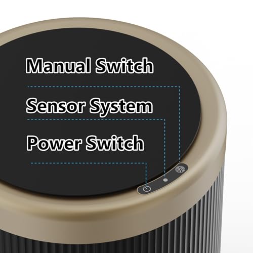 URALFA 2PCS Bathroom Trash Can Automatic Touchless, Motion Sensor Trash Can | 2.8 & 3.7 Gallon Bathroom Garbage Can with Lid, Smart Waterproof Trash Bin for Bedroom, Office, Restroom, Black and Gold - color: Dark Grey