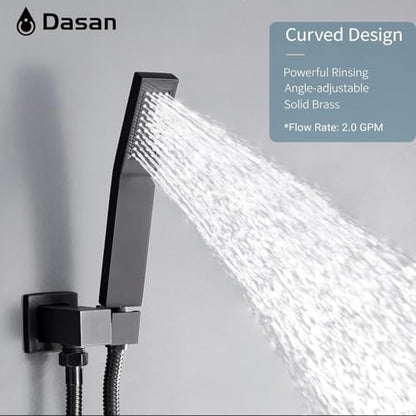 DASAN Tub Shower Faucets Sets Complete Matte Black Bathtub Shower System with Tub Spout, Bathtub Faucet Set Tub and Shower Faucet Combo Trim Kit with Rough-in Valve - color: Black Matte