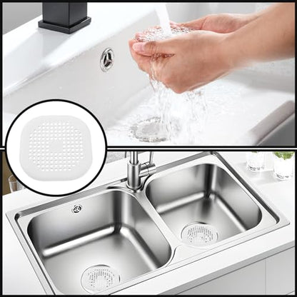2 Pack 5.5 Inch White rain Hair Catcher | Silicone, Square ,140mm, Sink Drain Strainer, Shower Drain Hair Catcher, Drain Protector Hair Stopper, For Bathroom Bathtub