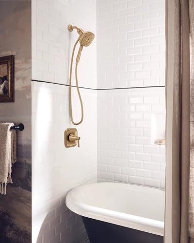 Moen Ronan Bronzed Gold Single-Handle Modern Shower Faucet with Square Handheld Rain Shower Spray Head Featuring Magnetix, Valve Included, 82023BZG - color: Bronzed Gold