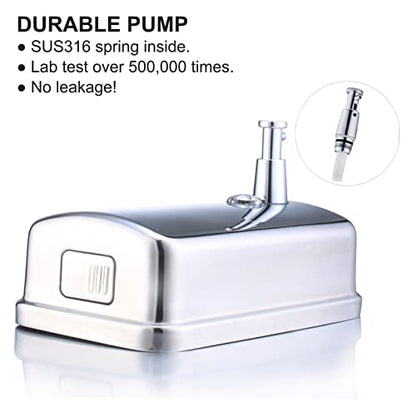 Commercial Soap Dispenser Wall Mount Stainless Steel, 34 fl.oz. | 1000ml Manual Liquid Pump Rust-Proof Leak Free for Bathroom - size: 34 fl oz