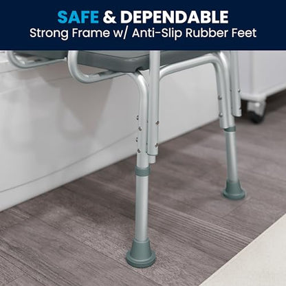 Flash Furniture HERCULES Series 300 Lb. Capacity Adjustable Gray Bath & Shower Transfer Bench with Back and Side Arm - color: Grey