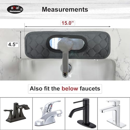 Bathroom Sink Splash Guard Oval-Hole Rectangle-Hole: AHA HOMEWARE, Faucet Mat for Bathroom Sink Oval Base, Bathroom Sink Water Splash Guard Centerset Rectangle Base (Gray & Gray) - color: Gray & Gray