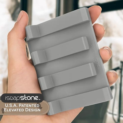 Silicone Soap Dish (USA Patented) Self Draining Bar Soap Holder for Shower Bathroom Sink, Drying Soap Dish Tray Kitchen Sponge Holder Easy Cleaning Soap Saver Mat (Light Grey, 2) - color: Light Grey, 2