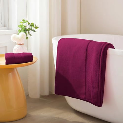 COZYART Bath Towel Set 6 PCS, Burgundy Luxury 100% Turkish Cotton 650GSM | Soft Absorbent Quick Dry, OEKO‑Tex 100 Cert. Zero Twist Ring Spun Cotton, Plush Fluffy, Breathable Hotel Quality Towels Set - color: Burgundy