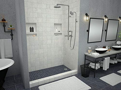 Tile Redi 3260RSPVC-13-2-4 Shower Pan with Right Drain- Single Curb Shower Base, 2" PVC Drain, and Plate Included, 60" Width x 32" Depth - size: 60" W x 32" D, style: Right Round Drain Plate 13" from Back