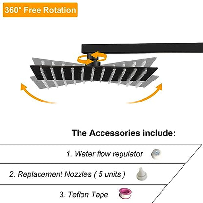 10 In Rain Shower Head High Pressure Rainfall Shower Head Bronze | Square Rain Bathroom Showerhead, High Flow, Large Stainless Steel, Ceiling Mounted, Wall Mounted, Waterfall Full Body - color: Oil Rubbed Bronze, size: 10 Inch