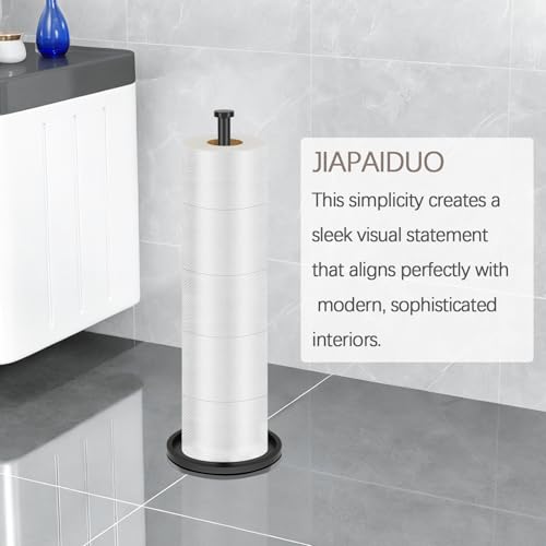 Toilet Paper Holder Stand with Reserve Function, Black Toilet Roll Holder Free Standing, Toilets Paper Storage Stand for 5 Rolls of Toilets Papers，Modern Design - color: Black