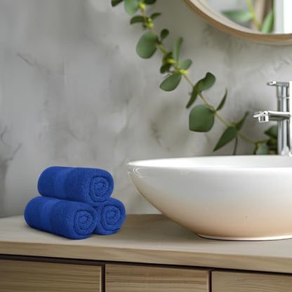 Avalon Towels Wash Cloths 12 Pack Royal Blue 100% Cotton Washcloths 12x12 Face Towels, Wash Rags, Facial Towel, fingertip Towel for Bathroom, Royal Blue Washcloth - color: Royal Blue