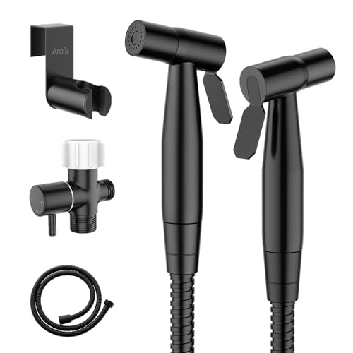 Arofa Black Handheld Bidet Sprayer, Bidet Attachment for Toilet, 2 Pack | Muslim Shower Toilet, Leak-Free Bidet Hose, Tank or Wall Mount, Feminine/Baby Wash, Cloth Diaper Rinse, Easy Installation - color: Black, size: 2 Pack