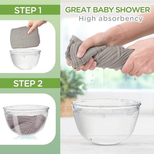 20 Pcs Baby Muslin Washcloth 12 x 12 Inch 100% Cotton Soft and Absorbent Muslin Washcloth Burp Cloth Wipe Newborn Face Towel for Baby Boy Girl Sensitive Skin(Gray) - color: Gray