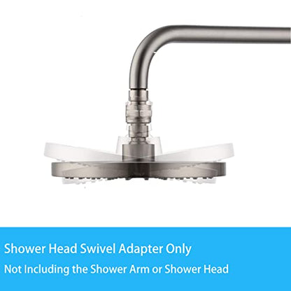 Brushed Nickel Shower Extension Swivel Joint, Biveah Adjustable Shower Head Connector G1/2 Brass Shower Adapter, KSB011NA - color: Brushed Nickel