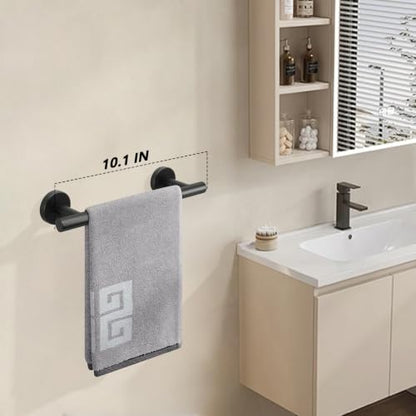 NearMoon Bath Towel Bar, Thicken Stainless Steel Shower Towel Rack Holder Wall Mounted for Bathroom, 10-lnch Overall Length-7-lnch Usable Hanging Space (1 Pack, Matte Black) - color: Matte Black, size: 10 Inch