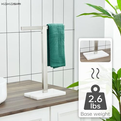 KOKOSIRI Hand Towel Bar Stand Towel Rack with Marble Base for Bathroom Kitchen Vanity Countertop, Brushed Stainless Steel 15.7'' Height THS0002-SM-BR - color: Brushed Nickel, size: 1-Bar