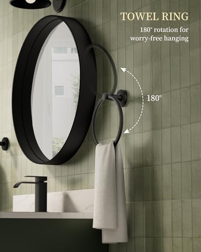 Matte Black Bathroom Hardware Accessories Set 5 pcs Towel Holder Bar Set | 24 inches Stainless Steel Towel Bar, Towel Racks for Bathroom Robe Towel Hooks Toilet Paper Holder Wall Mounted by BATHLAVISH - color: Matte Black