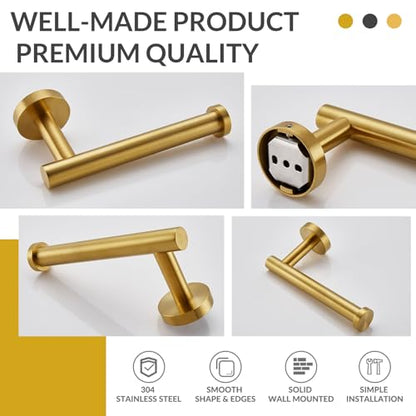 Toilet Paper Holder, Brushed Dark Gold, 304 Stainless Steel | Right-Side Open Design, One-Hand Roll Changes, Raised End Cap, Regular, Large & Mega Roll Fit, Guest Bathroom & Washroom Use - color: Brushed Dark Gold