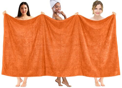DAN RIVER Pack of 1 Jumbo Bath Sheet 40x80 Inches, Soft Fluffy Bath Sheets Towels for Adults, Quick Dry Shower Towels - Orange - color: Orange